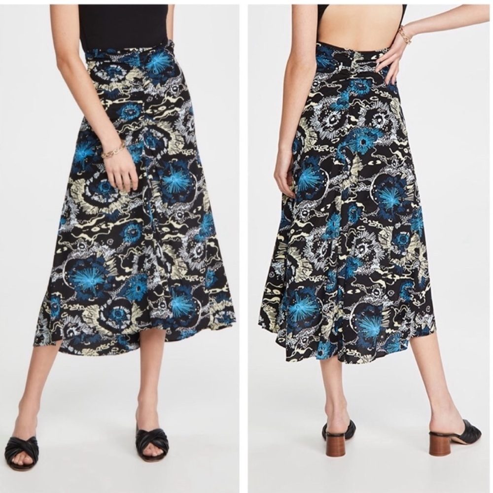 A.L.C. Mabelle Ruch Floral Silk Midi Skirt Size 4